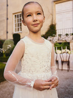 Floral Embroidered Long Sleeve Flower Bow Dress (3-16yrs)