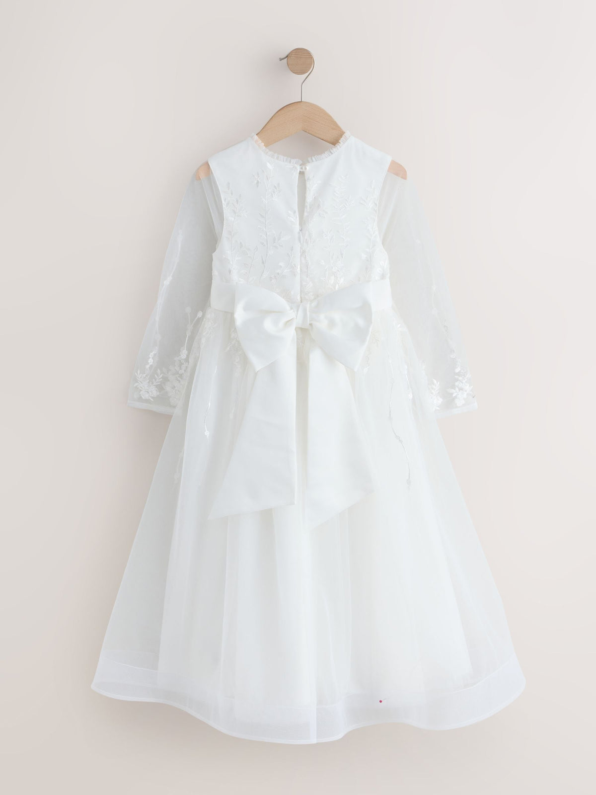 Floral Embroidered Long Sleeve Flower Bow Dress (3-16yrs)