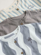 Grey Scandi Cactus Rompers 3 Pack