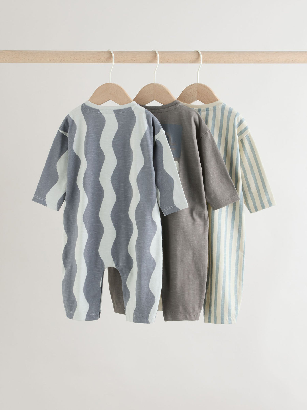 Grey Scandi Cactus Rompers 3 Pack