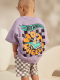 Lilac Purple Hot Wheels Check T-Shirt and Shorts Set (9mths-8yrs)