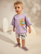 Lilac Purple Hot Wheels Check T-Shirt and Shorts Set (9mths-8yrs)