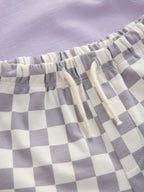 Lilac Purple Hot Wheels Check T-Shirt and Shorts Set (9mths-8yrs)