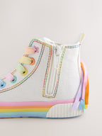 Little Bird by Jools Oliver White Canvas Pastel Rainbow Star Trainers