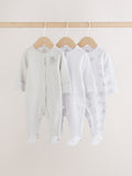 Grey Elephant Baby Sleepsuits 3 Pack (0-2yrs)