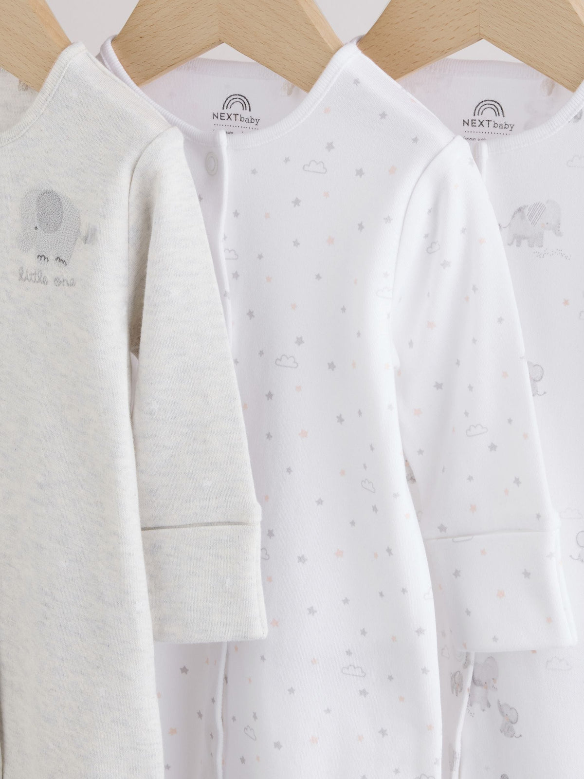Grey Elephant Baby Sleepsuits 3 Pack (0-2yrs)