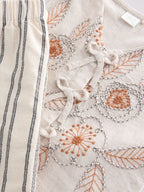 Neutral Embroidered Waistcoat and Wide Leg Trousers Set (3-16yrs)