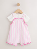 Pink Stripe Baby Dungarees and Bodysuits Set 2 Piece (0mths-2yrs)