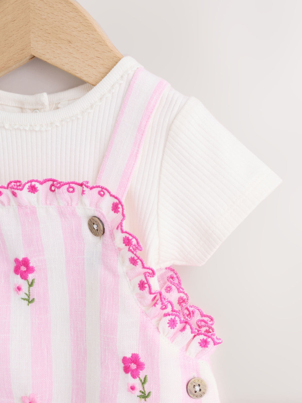 Pink Stripe Baby Dungarees and Bodysuits Set 2 Piece (0mths-2yrs)