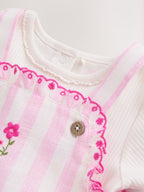 Pink Stripe Baby Dungarees and Bodysuits Set 2 Piece (0mths-2yrs)