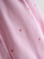 JoJo Maman Bébé Pink Heart Embroidered Cotton Footed Sleepsuit and Bonnet Set