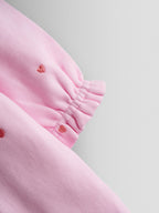JoJo Maman Bébé Pink Heart Embroidered Cotton Footed Sleepsuit and Bonnet Set