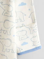 JoJo Maman Bébé Blue Elephant Cotton Footed 3 Pack Sleepsuit