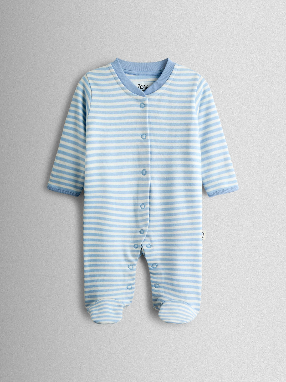 JoJo Maman Bébé Blue Elephant Cotton Footed 3 Pack Sleepsuit