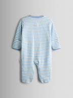JoJo Maman Bébé Blue Elephant Cotton Footed 3 Pack Sleepsuit