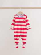 Blue Red Stripe Baby Sleepsuit 3 Pack (0mths-2yrs)