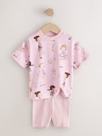 Pink/Blue Fairy Top & Cycle Shorts Set 2 Pack (3mths-7yrs)