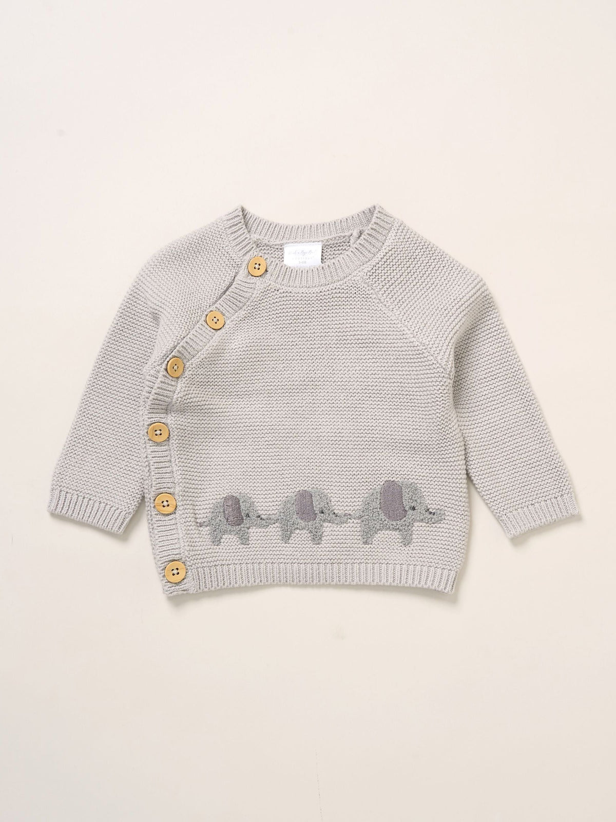 Rock-A-Bye Baby Boutique Grey True Knit Elephant Cardigan And Footed Trousers Outfit Set
