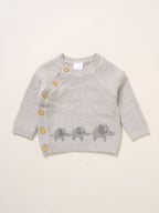 Rock-A-Bye Baby Boutique Grey True Knit Elephant Cardigan And Footed Trousers Outfit Set