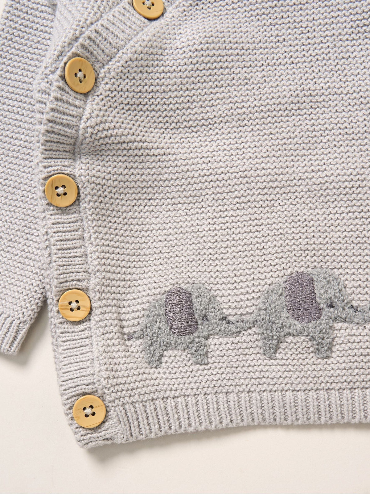 Rock-A-Bye Baby Boutique Grey True Knit Elephant Cardigan And Footed Trousers Outfit Set