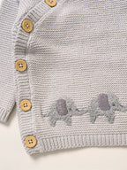 Rock-A-Bye Baby Boutique Grey True Knit Elephant Cardigan And Footed Trousers Outfit Set
