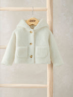 Mamas & Papas Cream Borg Jacket With 3D Bear Ears