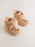 Tan Brown Bear Baby Slipper Wrap Boots (0-24mths)