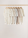 Neutral Cloud 7 Pack Two Way Zip Sleepsuits 4 Pack (0-3yrs)