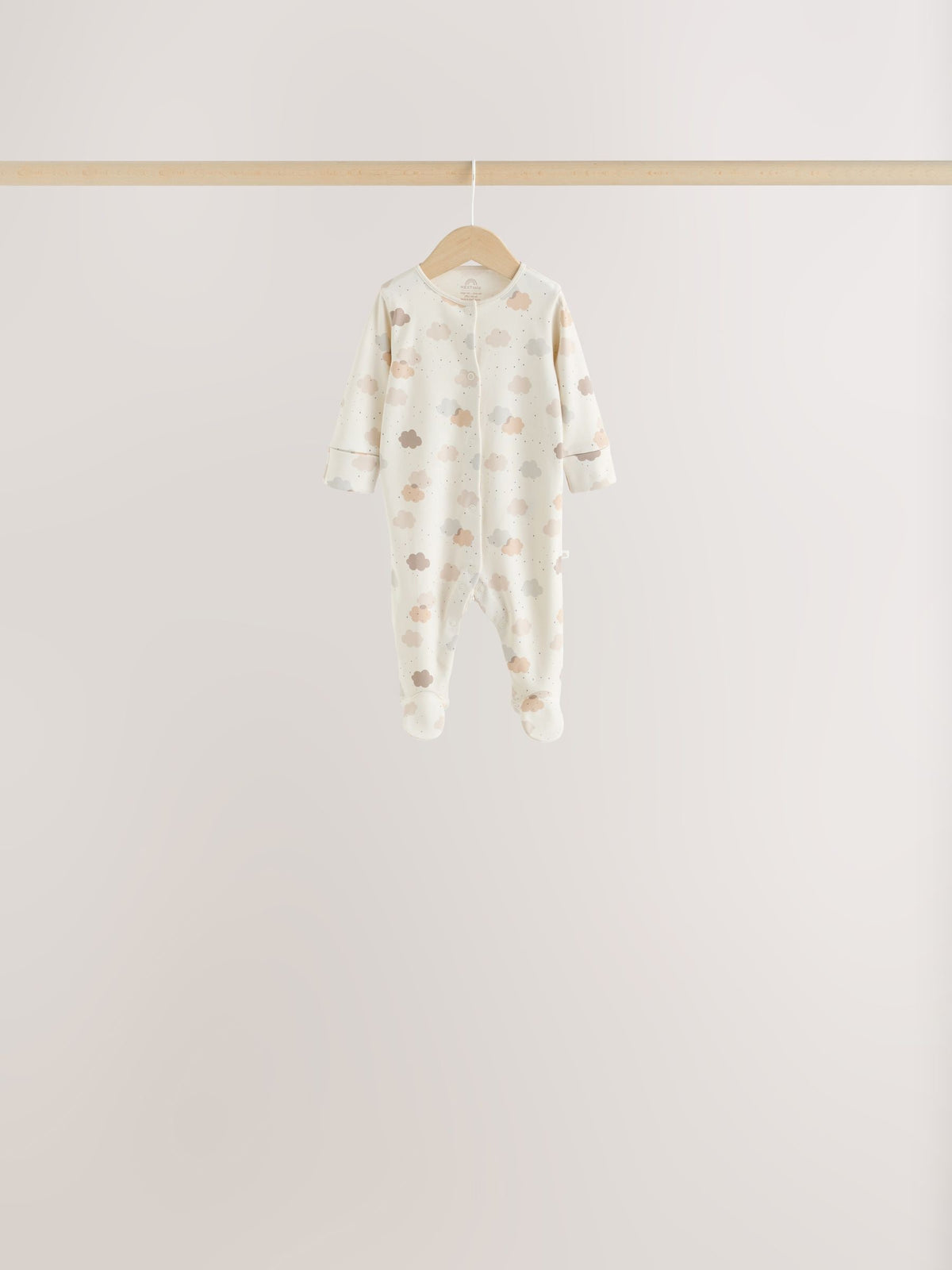 Neutral Cloud 7 Pack Two Way Zip Sleepsuits 4 Pack (0-3yrs)