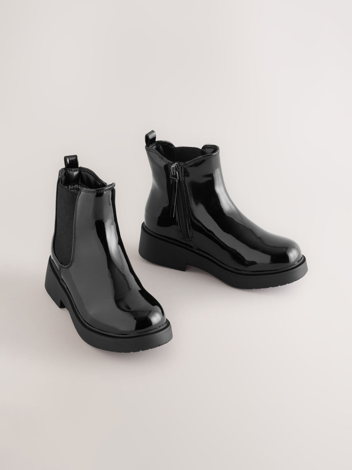 Black Patent Chelsea Ankle Boots