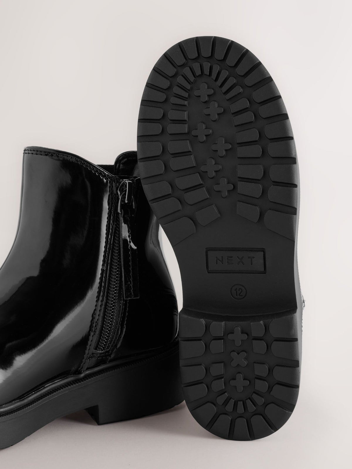 Black Patent Chelsea Ankle Boots