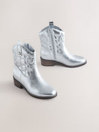 Silver Western Ankle Boots