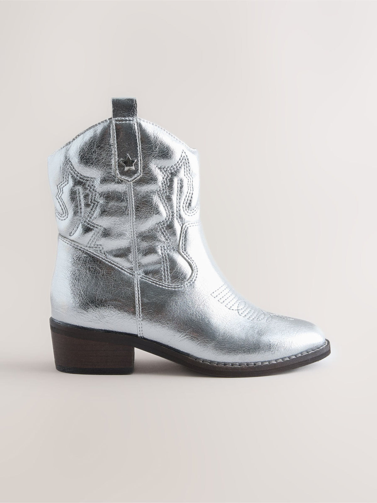Silver Western Ankle Boots