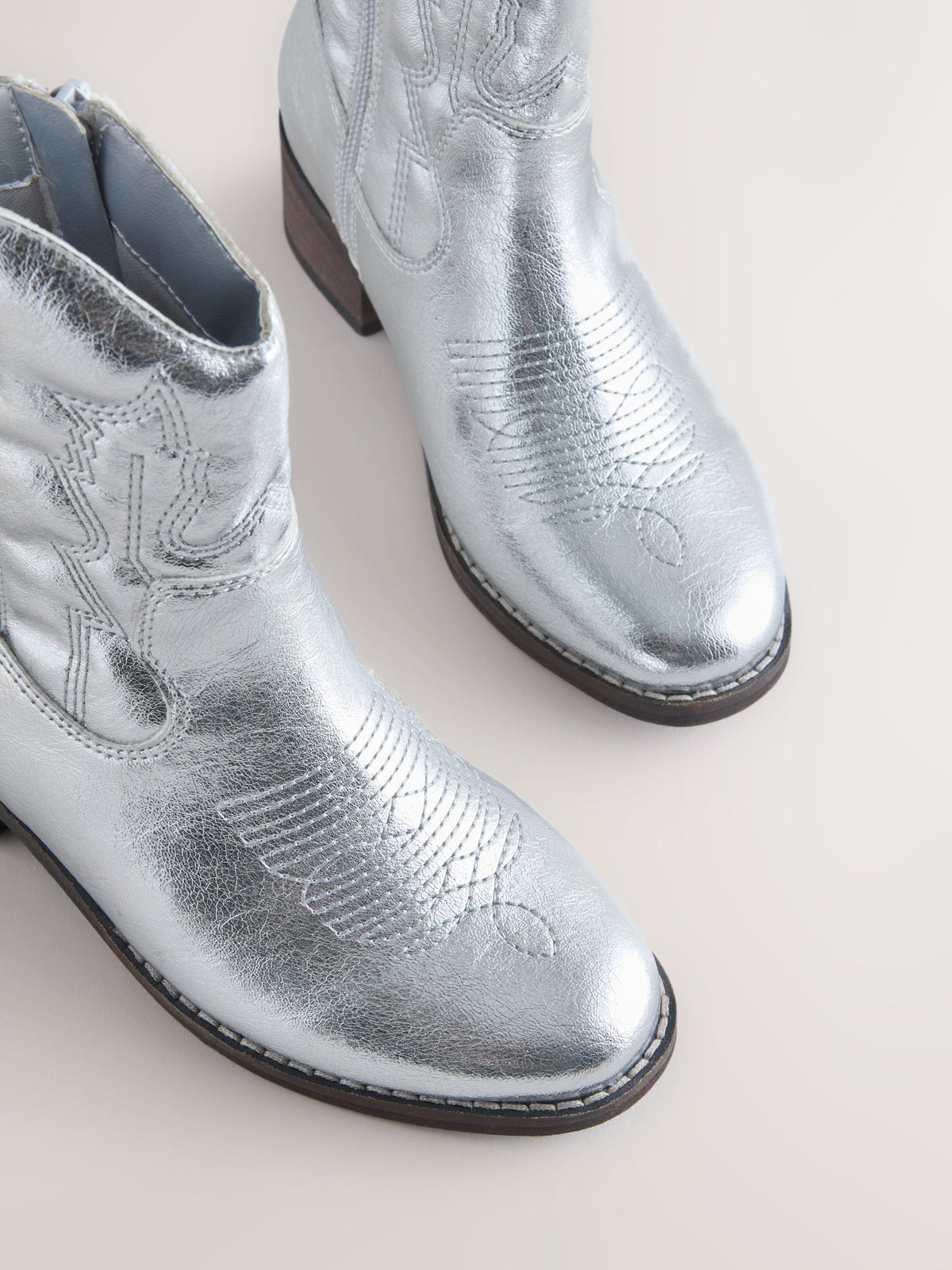 Silver Western Ankle Boots