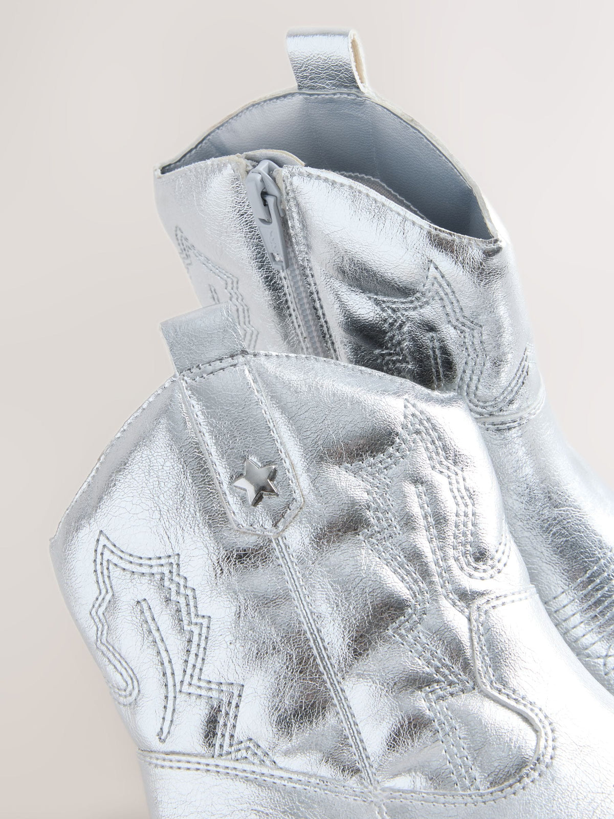 Silver Western Ankle Boots