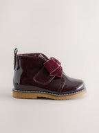 Burgundy Red Bow Detail Ankle Boots