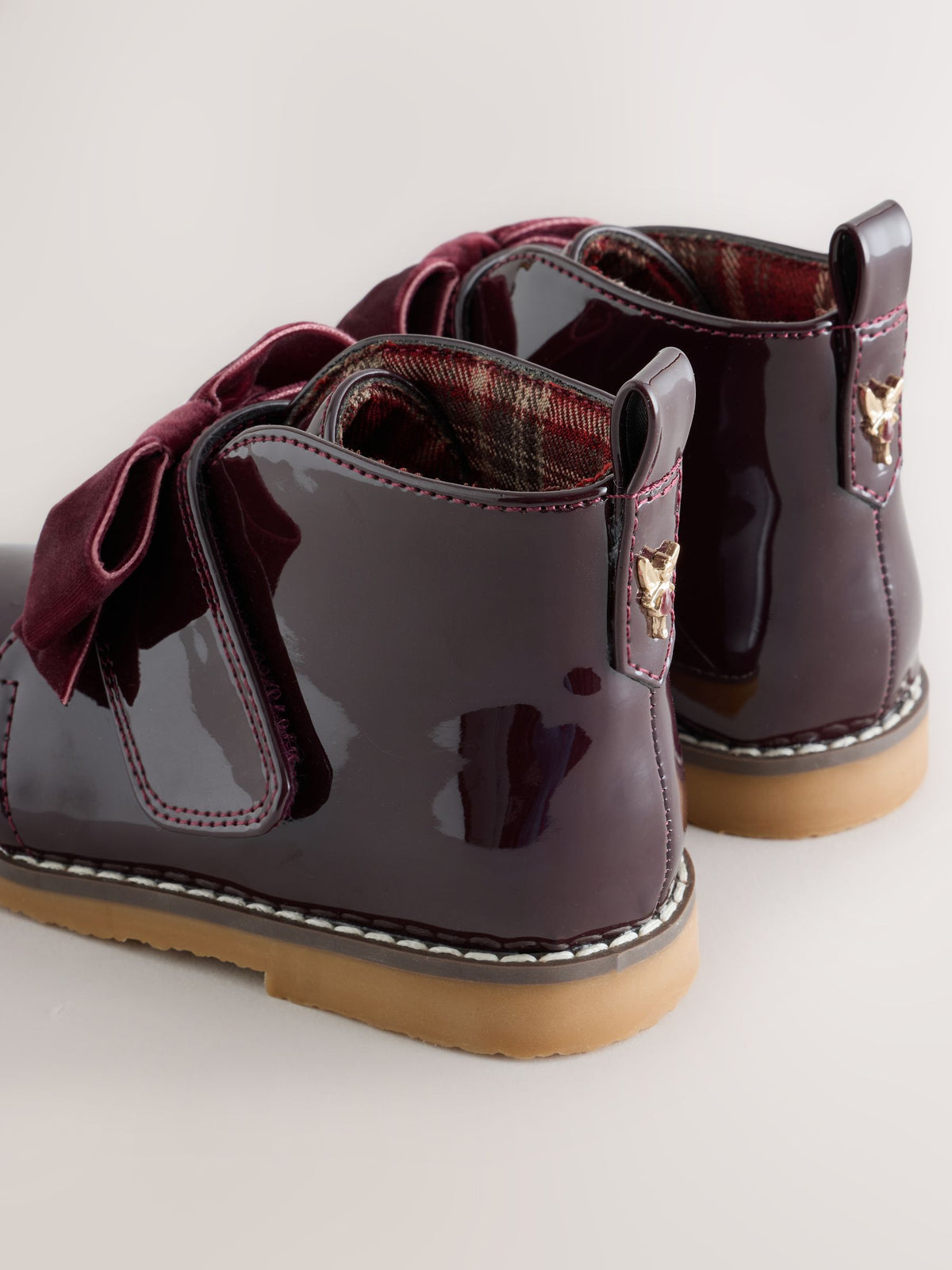 Burgundy Red Bow Detail Ankle Boots