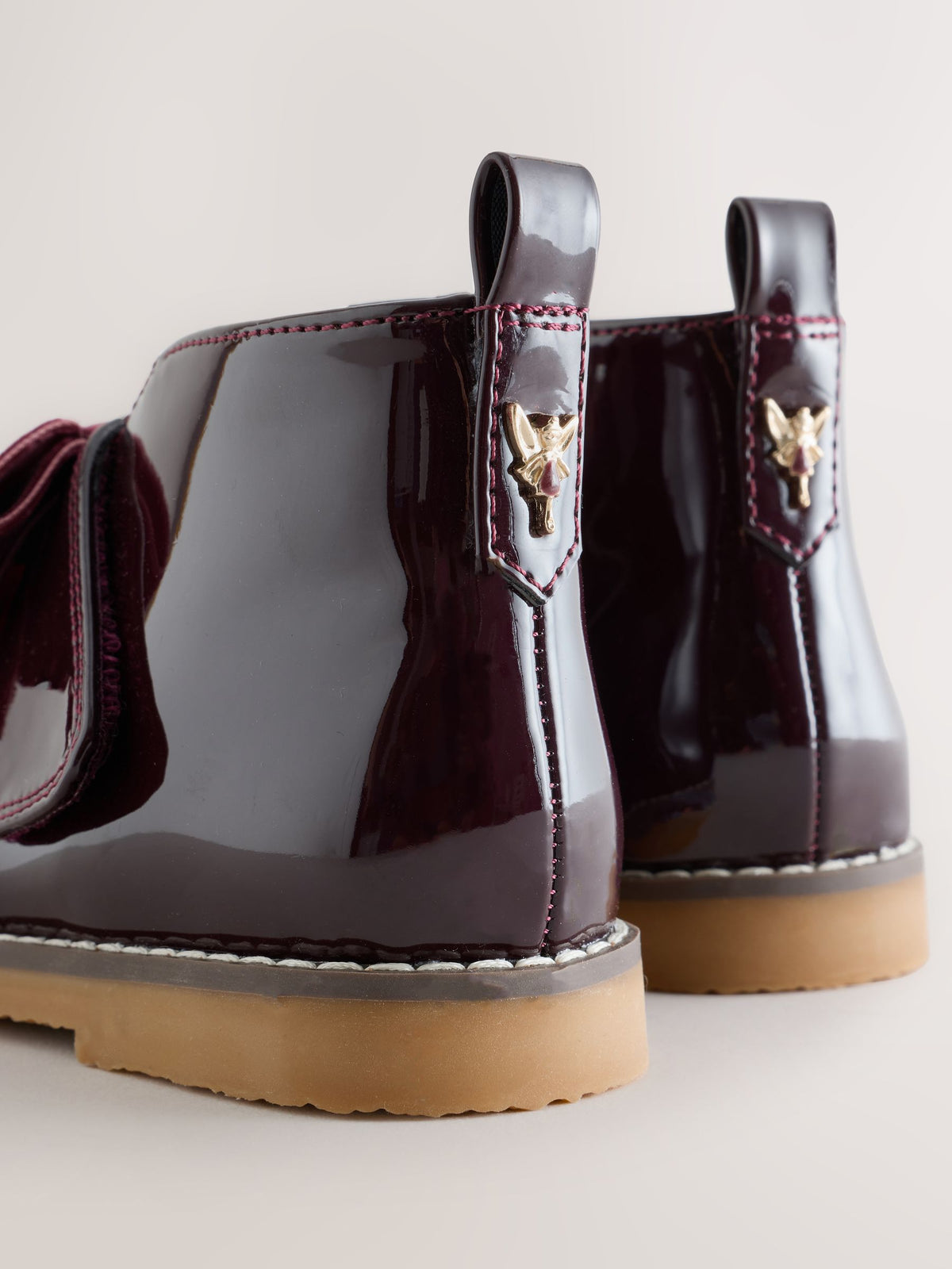 Burgundy Red Bow Detail Ankle Boots