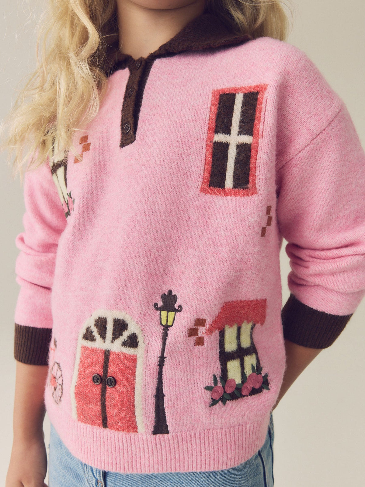 Pink House Embroidered Jumper (3-16yrs)