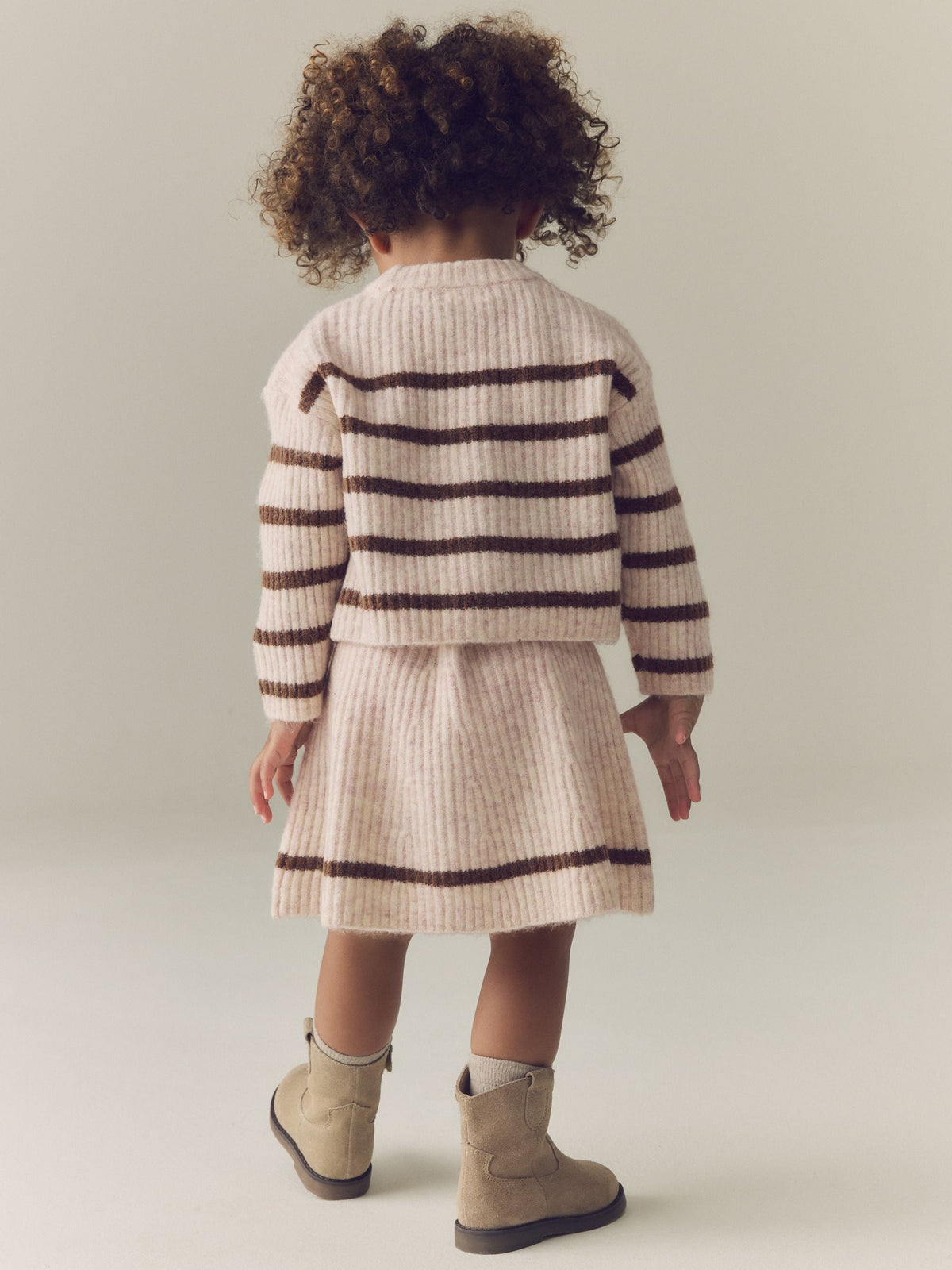 Ecru and Chocolate Stripe Rib Skirt Set (3mths-7yrs)