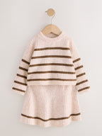 Ecru and Chocolate Stripe Rib Skirt Set (3mths-7yrs)
