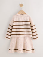Ecru and Chocolate Stripe Rib Skirt Set (3mths-7yrs)