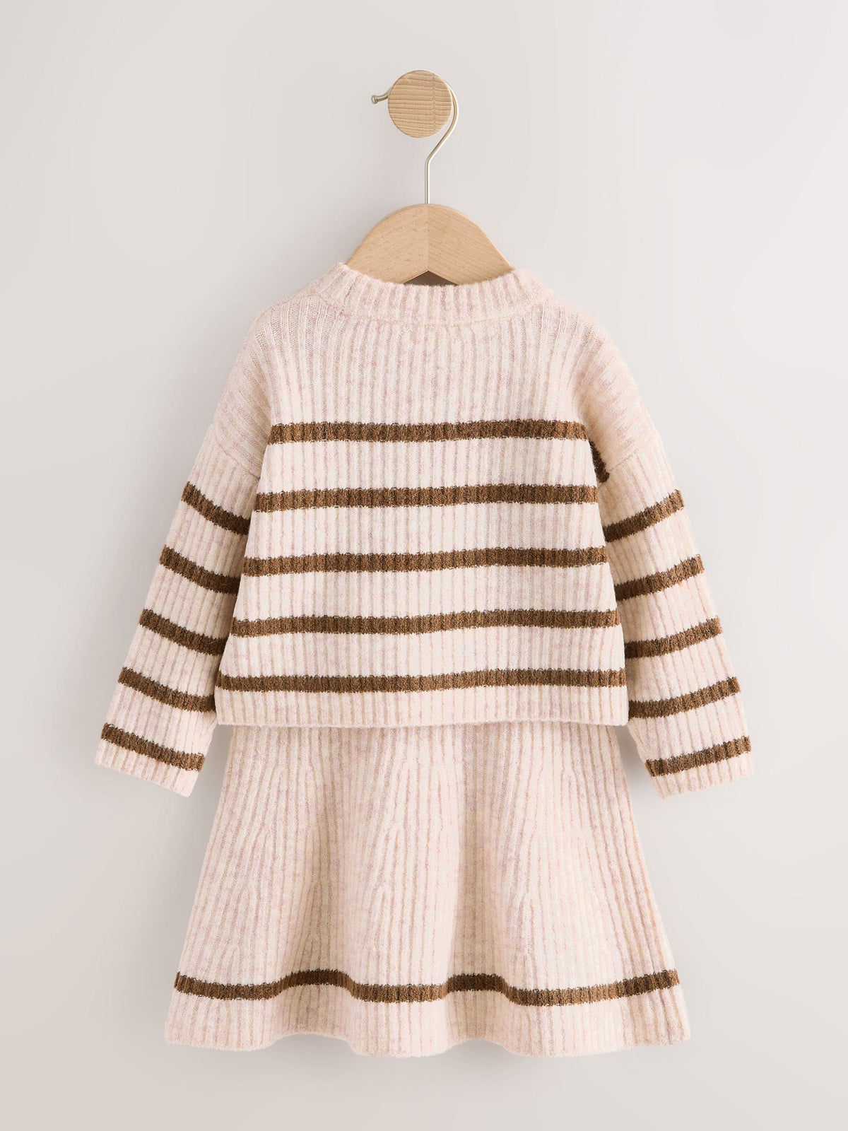 Ecru and Chocolate Stripe Rib Skirt Set (3mths-7yrs)