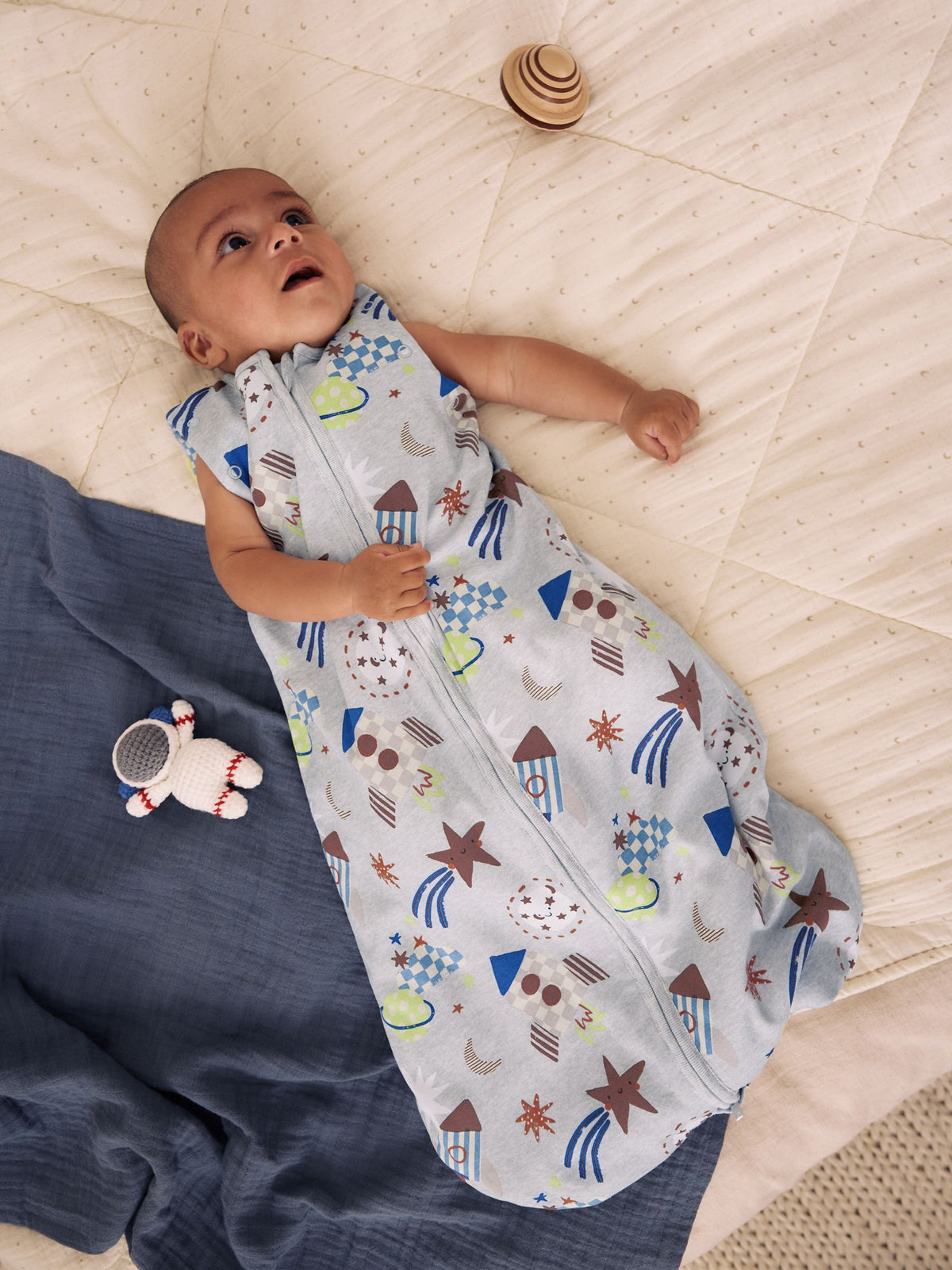 Grey Rockets 2.5 Tog Removable Sleeve Baby Sleep Bag