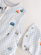 Checkerboard Cars 2.5 Tog Removable Sleeve Baby Sleep Bag