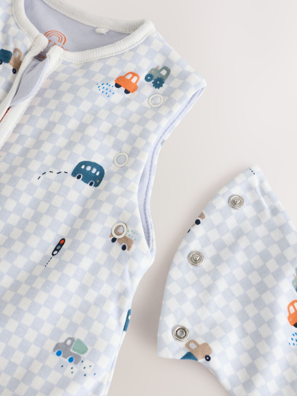 Checkerboard Cars 2.5 Tog Removable Sleeve Baby Sleep Bag