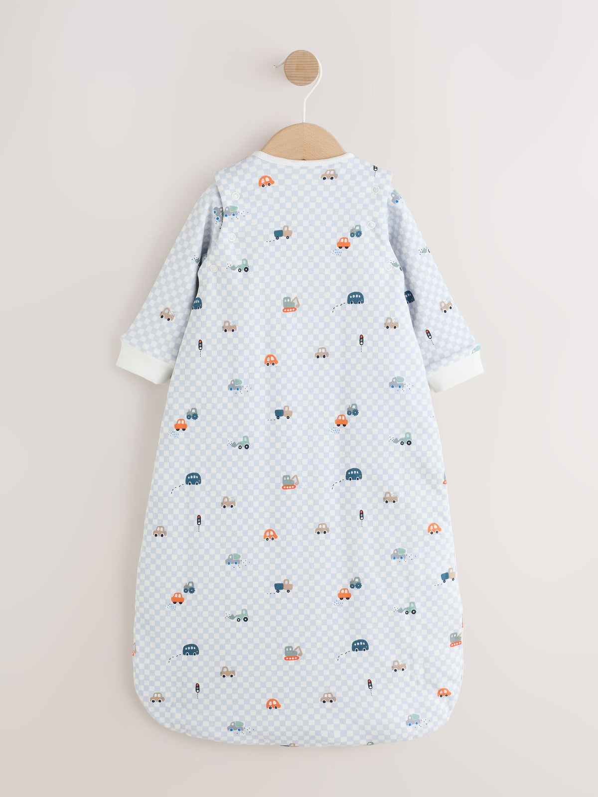 Checkerboard Cars 2.5 Tog Removable Sleeve Baby Sleep Bag