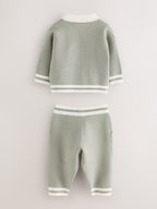 Baker by Ted Baker Green 3 Piece Knitted Varsity Cardigan, T-Shirt and Joggers Set