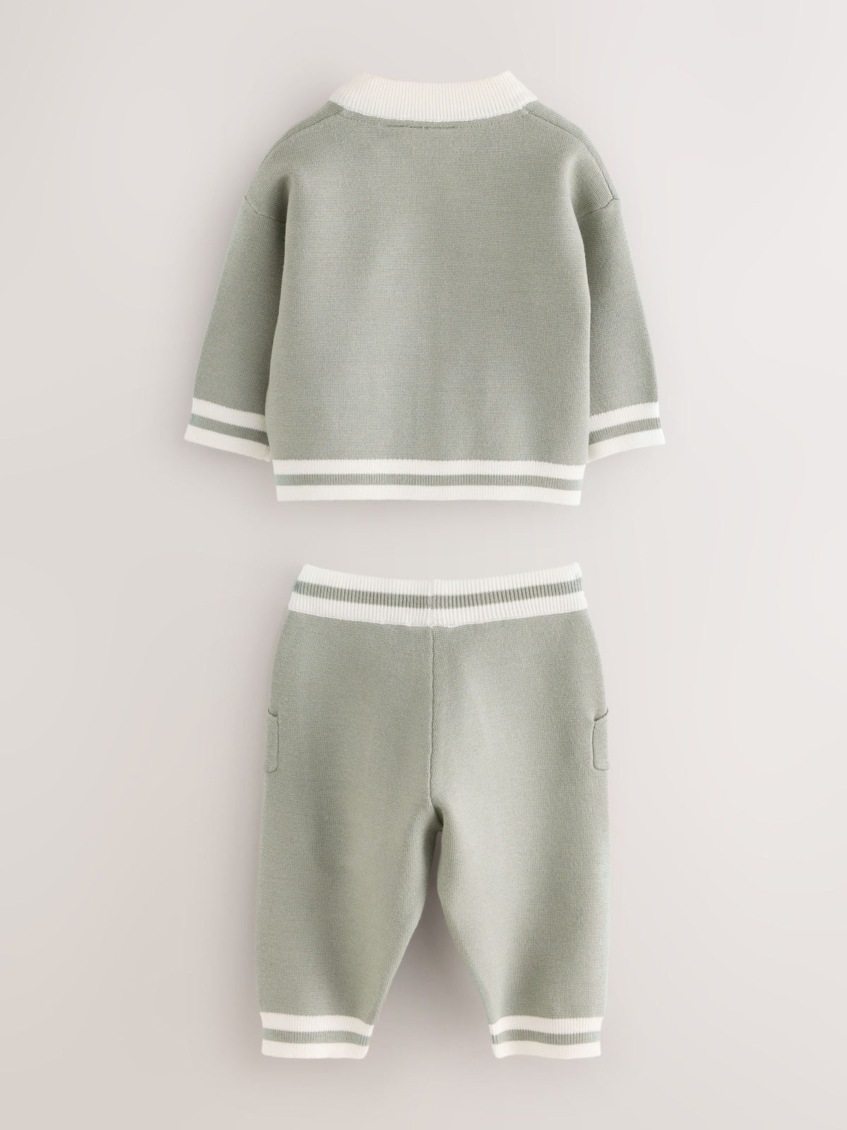 Baker by Ted Baker Green 3 Piece Knitted Varsity Cardigan, T-Shirt and Joggers Set