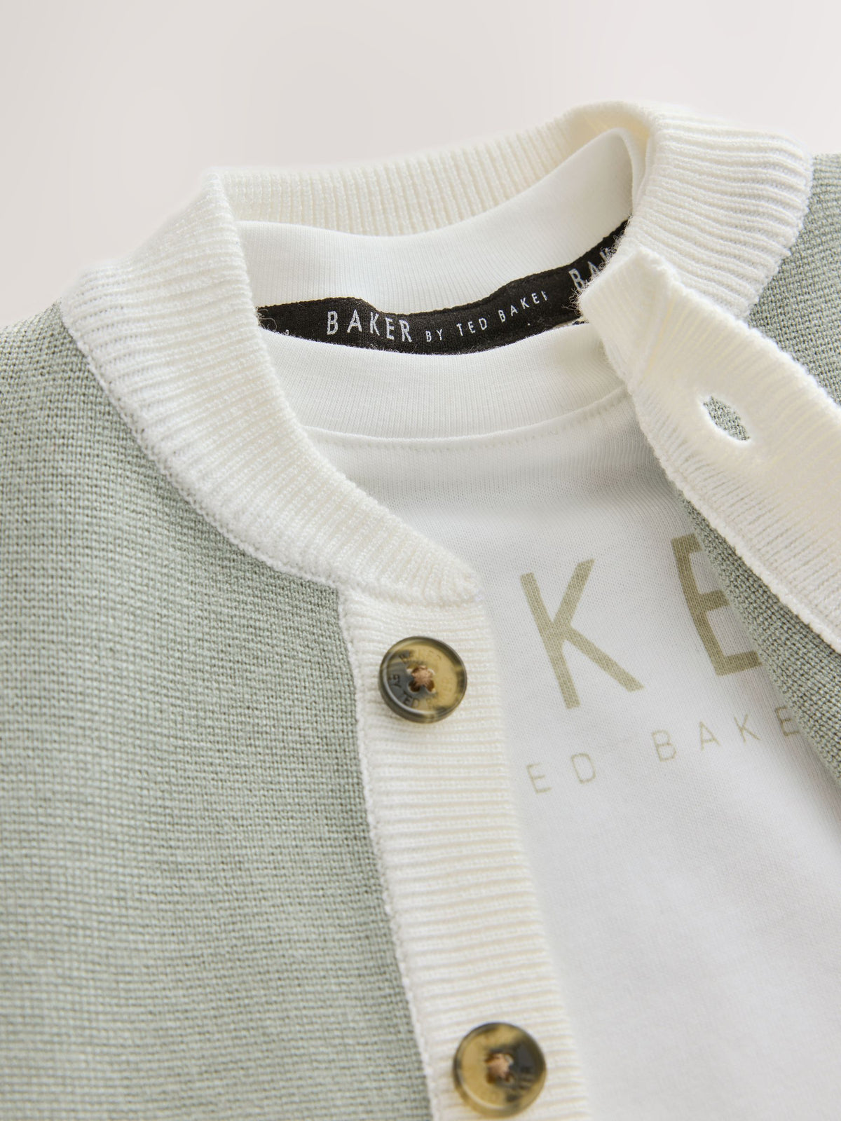 Baker by Ted Baker Green 3 Piece Knitted Varsity Cardigan, T-Shirt and Joggers Set